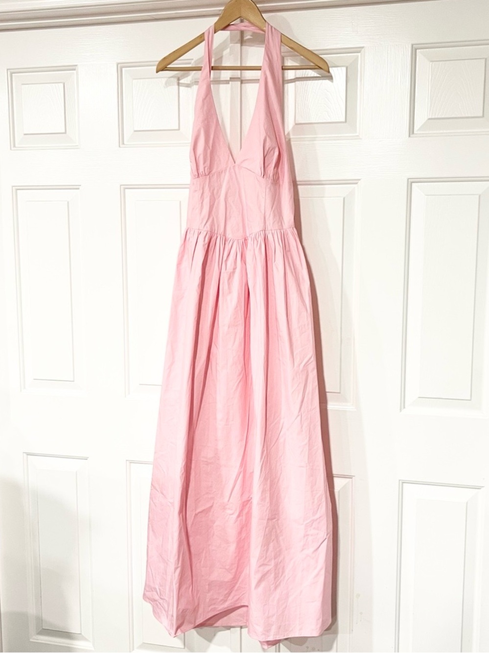 Fashion Nova | Serenita Pink Halter Poplin Maxi Dress - Picture 3 of 5